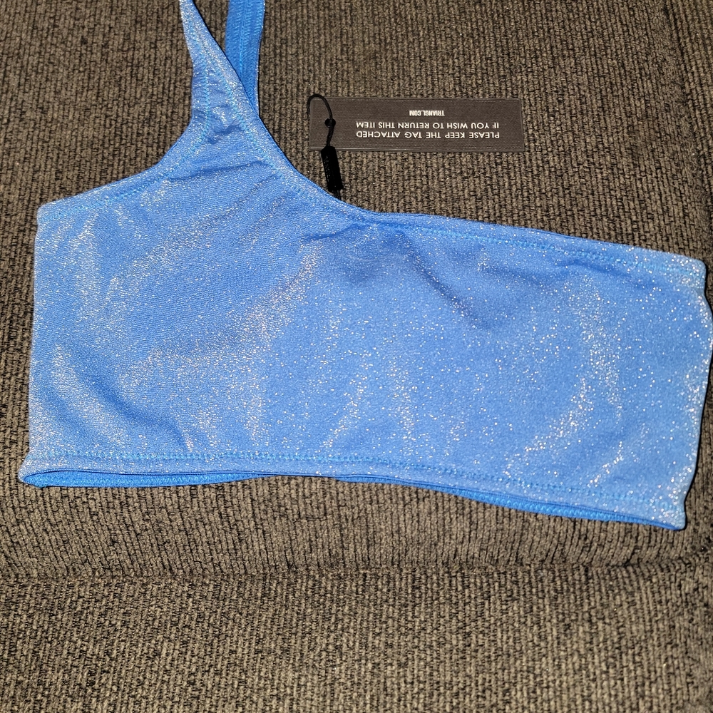Triangl MelRose Blue sparkle bathing suit top size XS